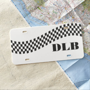 Custom Racing Flag Plastic License Plate