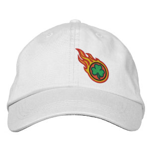 Custom Racing Flames Irish Bullet Badge Embroidered Baseball Hat