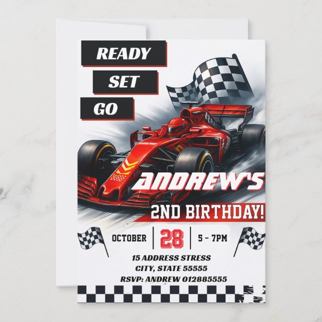 Custom Racing Modern Car birthday party Invitation (Front)
