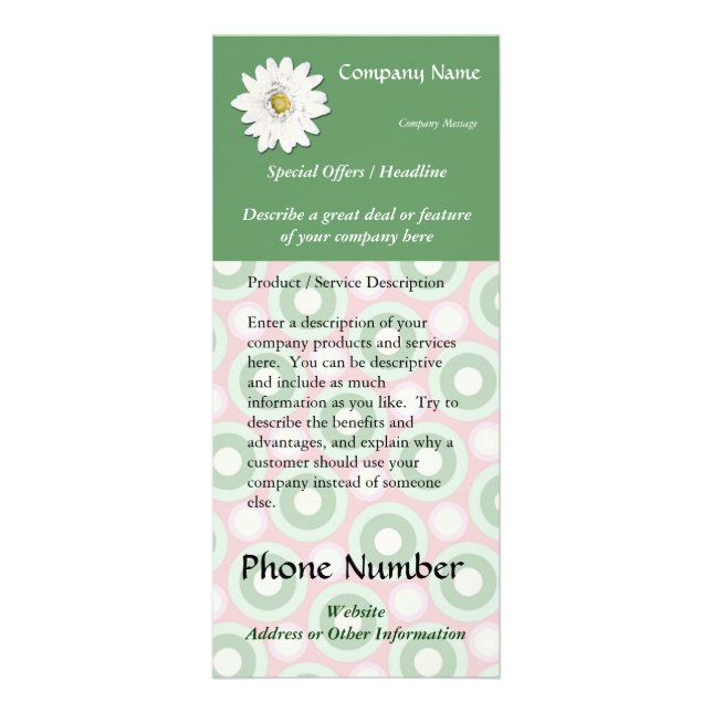 Custom Rack Card, Pink and Green Spa, Health, Hair Rack Card (Front)