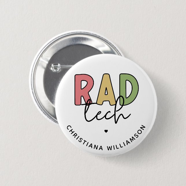 Custom Rad Tech Radiologic Technologist Radiology Button (Front & Back)