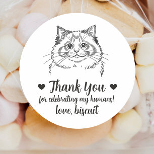 Custom Ragdoll Cat Wedding Favor Stickers