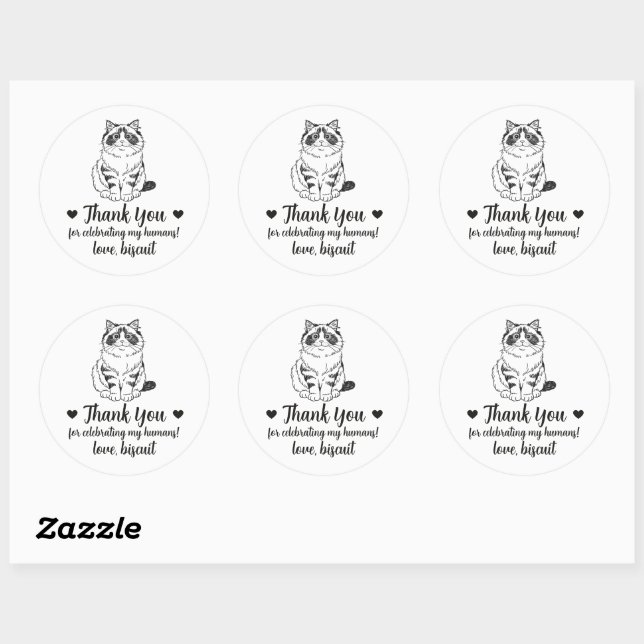 Custom Ragdoll Cat Wedding Favor Stickers (Sheet)