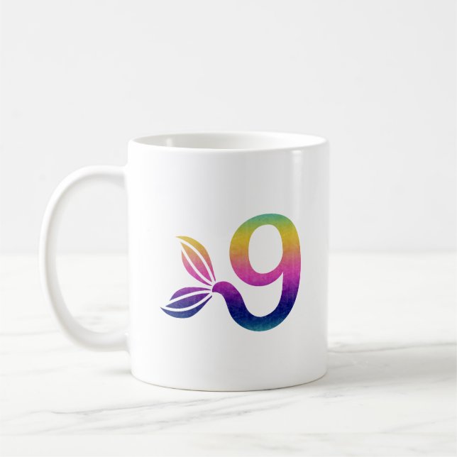 Custom Rainbow 9 Monogram Mug (Left)