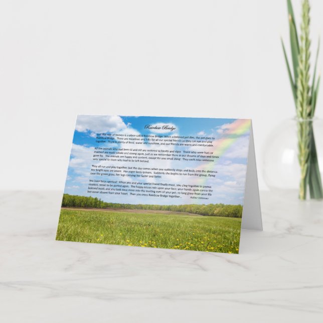 Custom Rainbow Bridge Greeting Card, FEMALE Dog Card (Front)