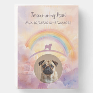 Custom Rainbow Bridge Pug Wood Sign – Grief Music
