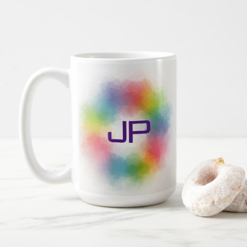 Custom Rainbow Colors Colorful Abstract Monogram Coffee Mug