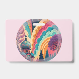 Custom Rainbow Dome Badge Pink