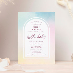 Custom Rainbow Fairy Ombre Boho Arch Baby Shower Invitation