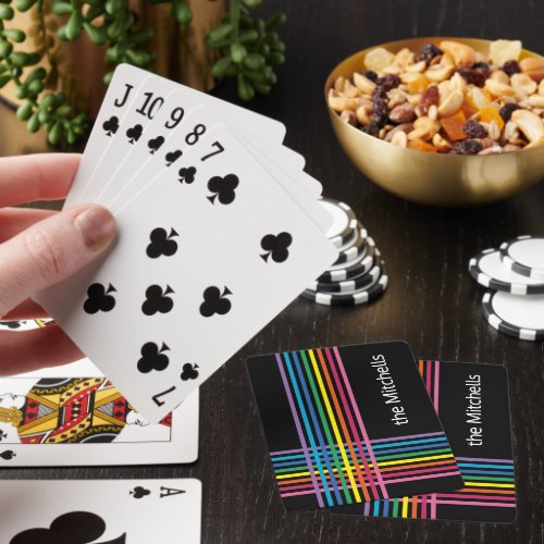 Custom Rainbow Flag Stripes Pattern On Black Playing Cards