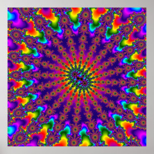 Custom Rainbow Fractal Burst Poster