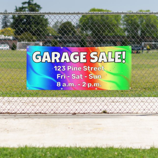 Custom Rainbow GARAGE SALE! Banner (Insitu)
