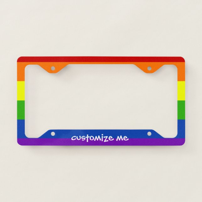 Custom Rainbow Gay Pride License Plate Frame (Front)