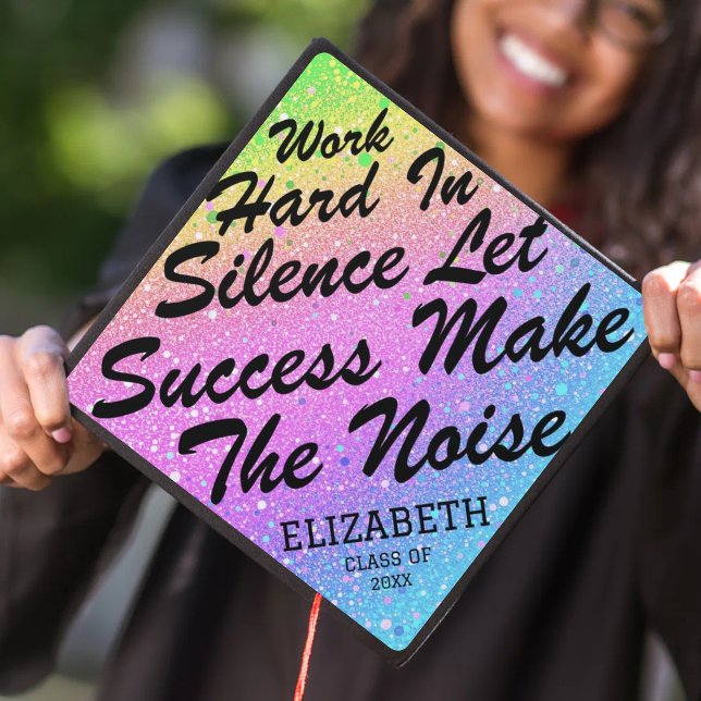 Custom Rainbow Glitter Graduation Cap Topper (Creator Uploaded)