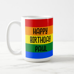 custom Rainbow Happy Birthday coffee mug cup