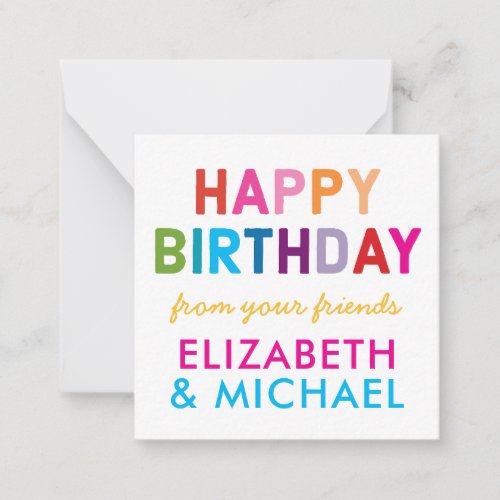 Custom Rainbow HAPPY BIRTHDAY Gift Enclosure Note Card