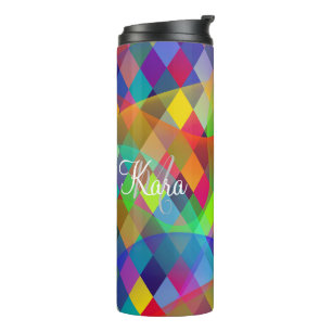 Custom Rainbow Harlequin with colorful smoke Thermal Tumbler