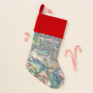 Custom Rainbow Holographic Marble Iridescent Christmas Stocking
