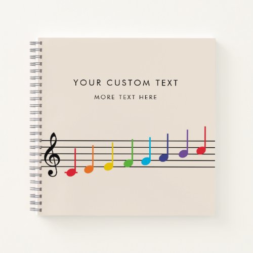 Custom Rainbow Music Notes Teacher Elegant Notebook