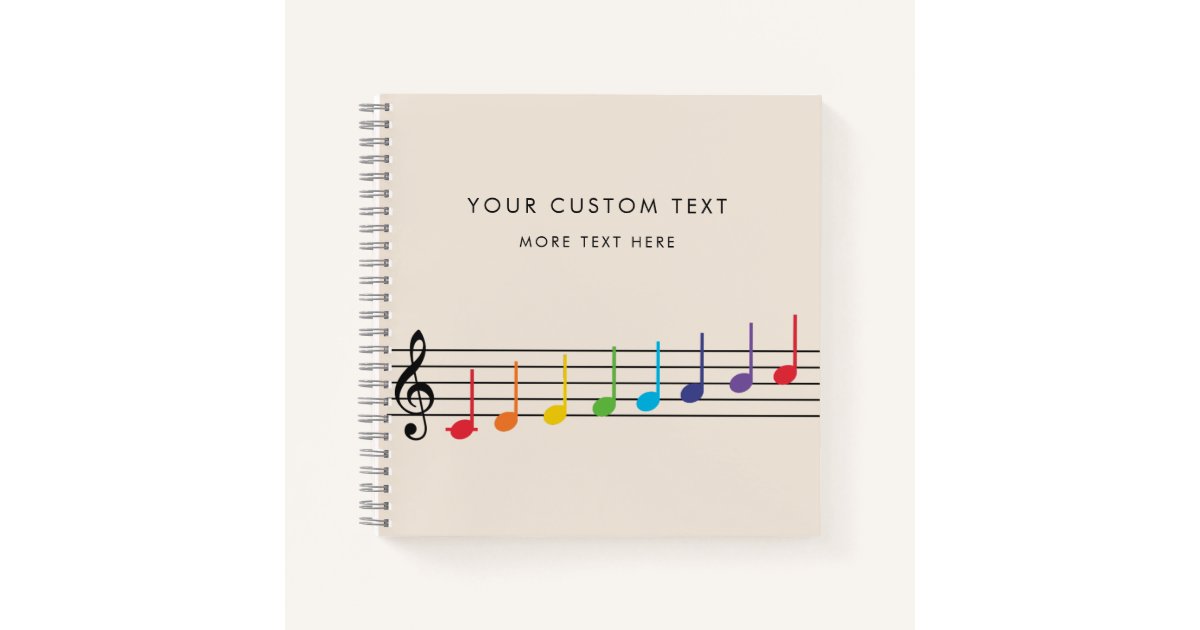 Custom Rainbow Music Notes Teacher Elegant Notebook | Zazzle
