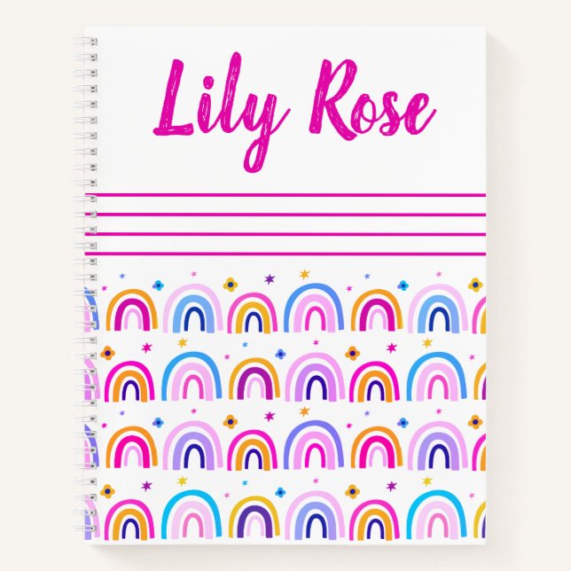 Custom Rainbow Pattern Kid's Notebook (Front)