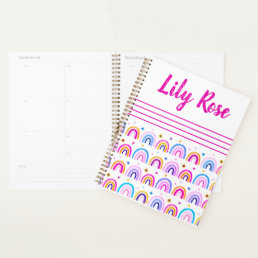 Custom Rainbow Pattern Monogram Planner