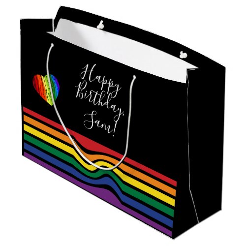 Custom Rainbow Pride Heart Gift Bag