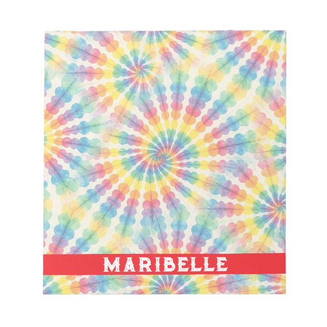 Custom Rainbow Psychedelic Retro Tie Dye Notepad (Front)