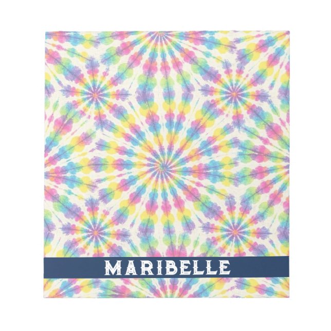 Custom Rainbow Psychedelic Retro Tie Dye Notepad (Front)