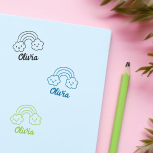 Custom Rainbow Signature Rubber Stamp