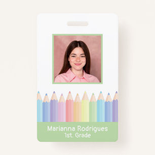 Custom Rainbow Teacher Name Photo ID Badge