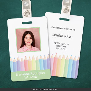Custom Rainbow Teacher Name Photo ID Badge