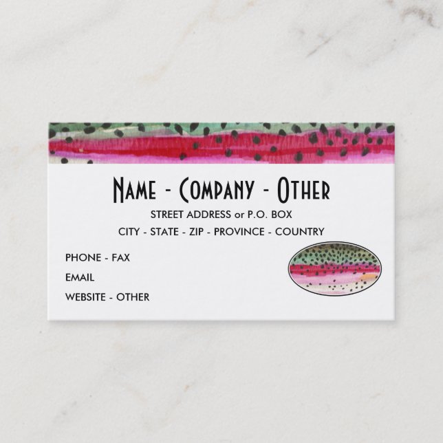 Custom Rainbow Trout Business Card (Front)