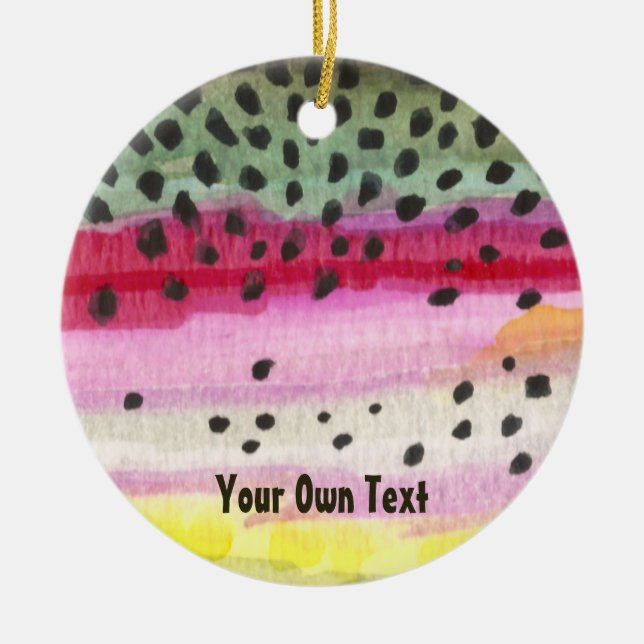 Custom Rainbow Trout Skin Fly Fishing Ceramic Ornament (Front)