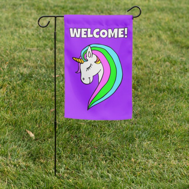 Custom Rainbow Unicorn Garden Flag (In SItu)