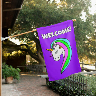 Custom Rainbow Unicorn House Flag