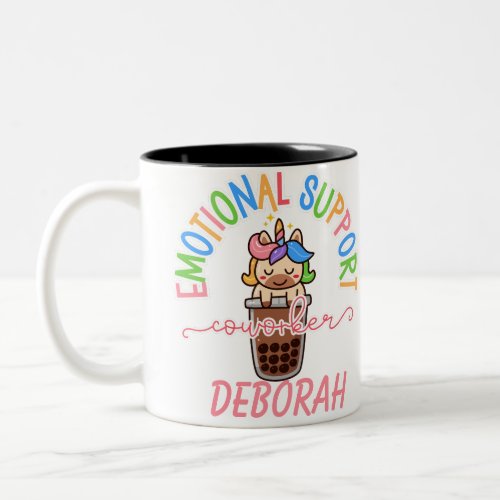 Custom Rainbow Unicorn Work Bestie Coffee Gift Two_Tone Coffee Mug