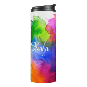 Custom Rainbow Watercolor Thermal Tumbler