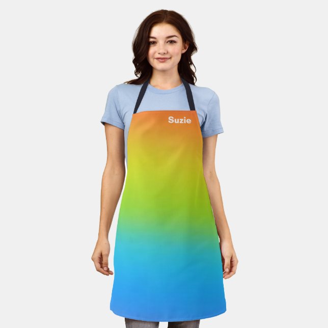 Custom Ranbow Chef  Baker Personalized Name Apron (Worn)