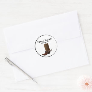 Custom Ranch City State Cowboy Boot Classic Round Sticker