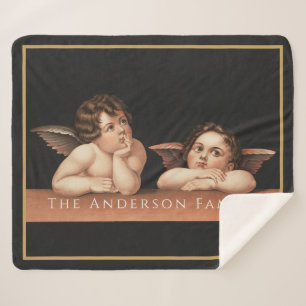 Custom Raphael Cherub Vintage Renaissance Art Sherpa Blanket