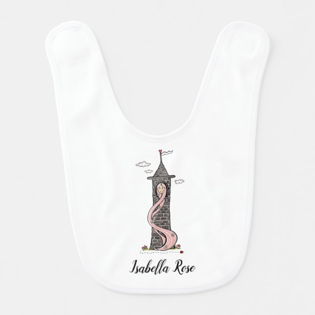 Custom Rapunzel Princess Light Skin Tone Baby Bib (Front)