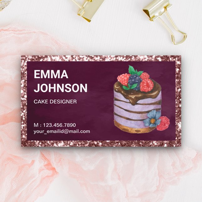 Custom Raspberry Birthday Cake Pastry Chef Bakery Business Card (Creator Uploaded)