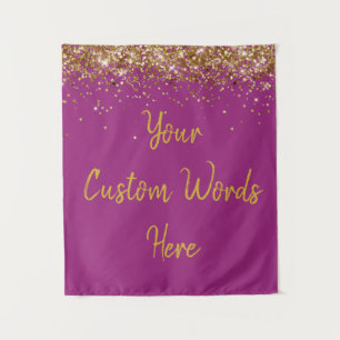 Custom Raspberry & Gold Birthday Party Photo Booth Tapestry