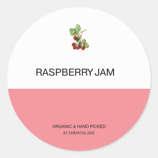 Custom Raspberry Jam & Preserve Jar Labels (Front)