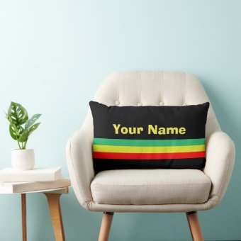 Custom Rasta-Striped Home Decor Lumbar Pillow  Zazzle