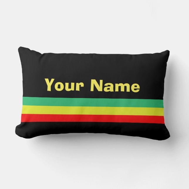Custom Rasta-Striped Home Decor Lumbar Pillow (Front)