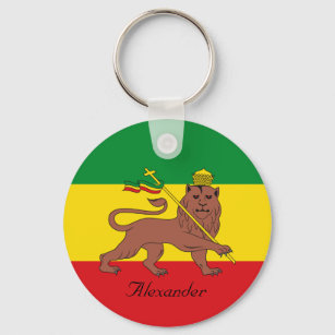 Custom Rastafarian Flag of Ethiopia Lion of Judah Keychain