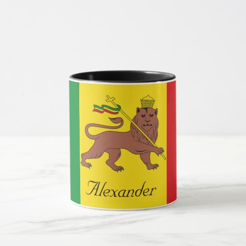 Custom Rastafarian Flag of Ethiopia Lion of Judah  Mug