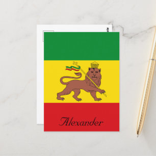 Custom Rastafarian Flag of Ethiopia Lion of Judah Postcard